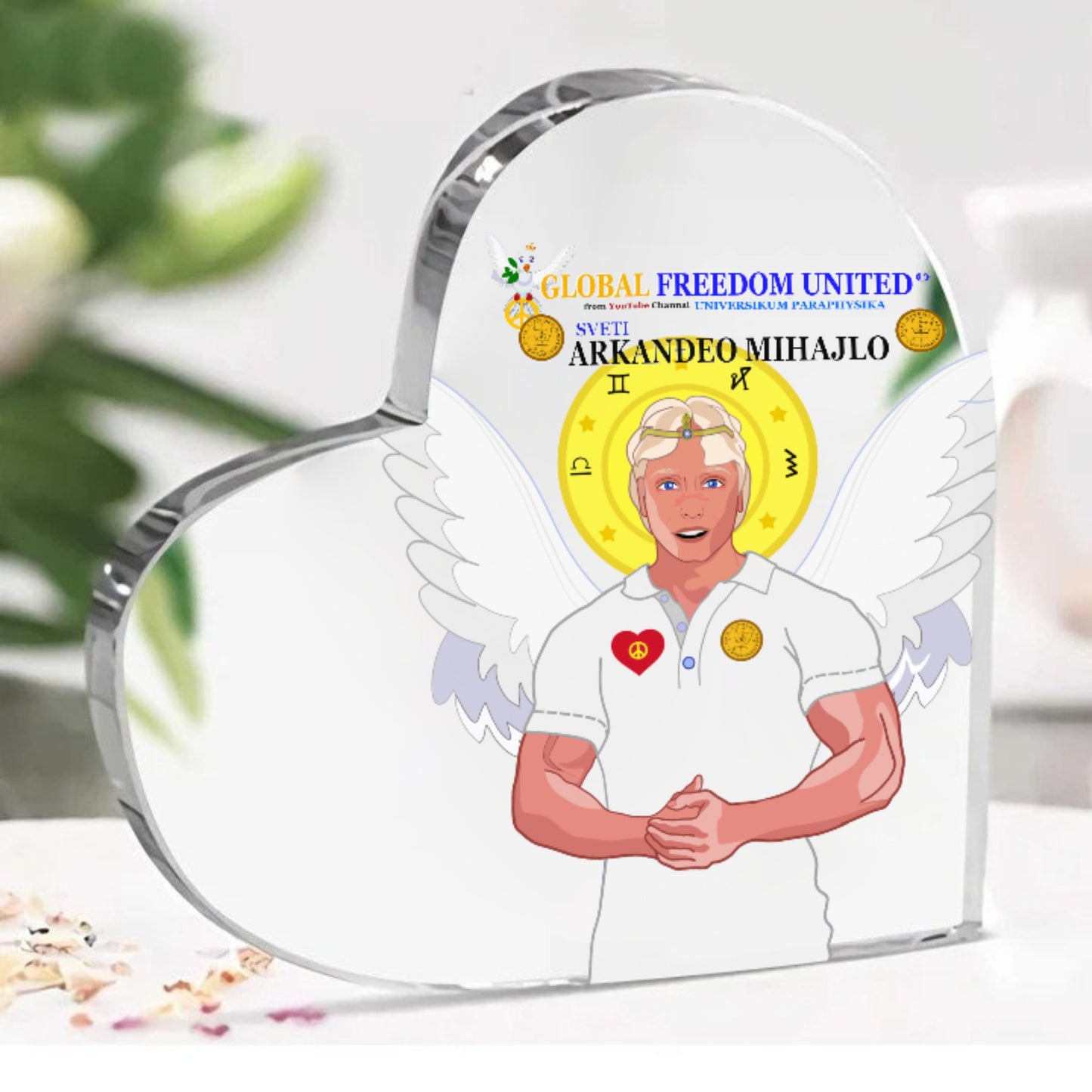 Acryl Heart Global Freedom United Archangel Michael Croatia V2