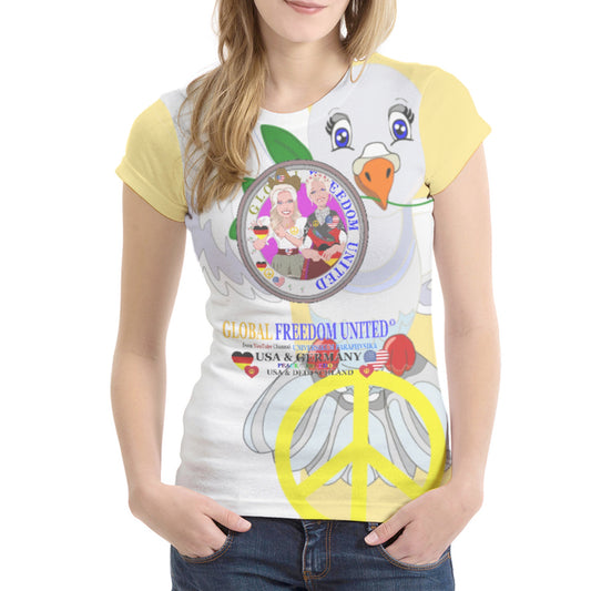 Women´s T-Shirt 1 GLOBAL FREEDOM UNITED© Women USA & Germany Yellow