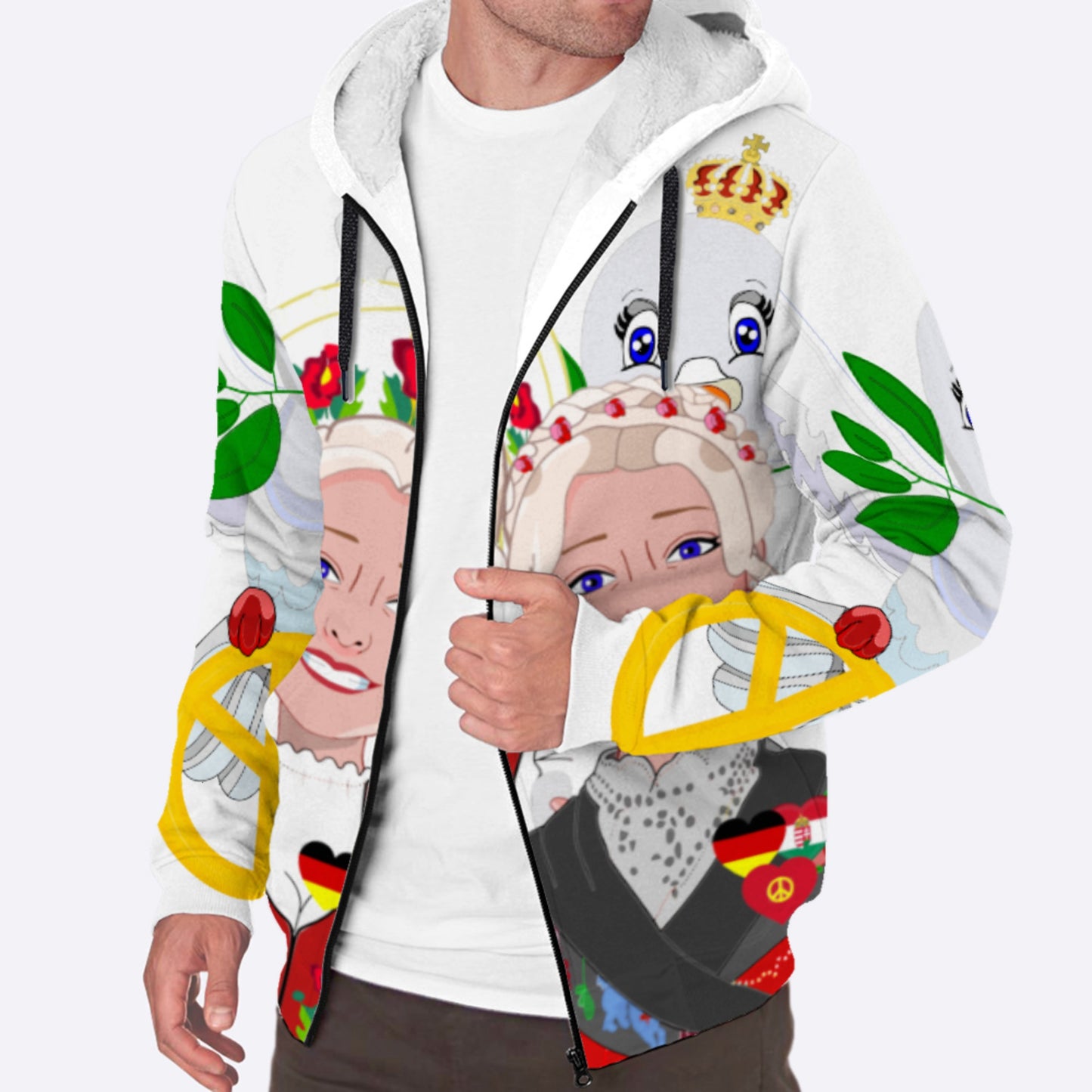 Plush Hoodie GLOBAL FREEDOM UNITED© Women Germany & Hungary BIG