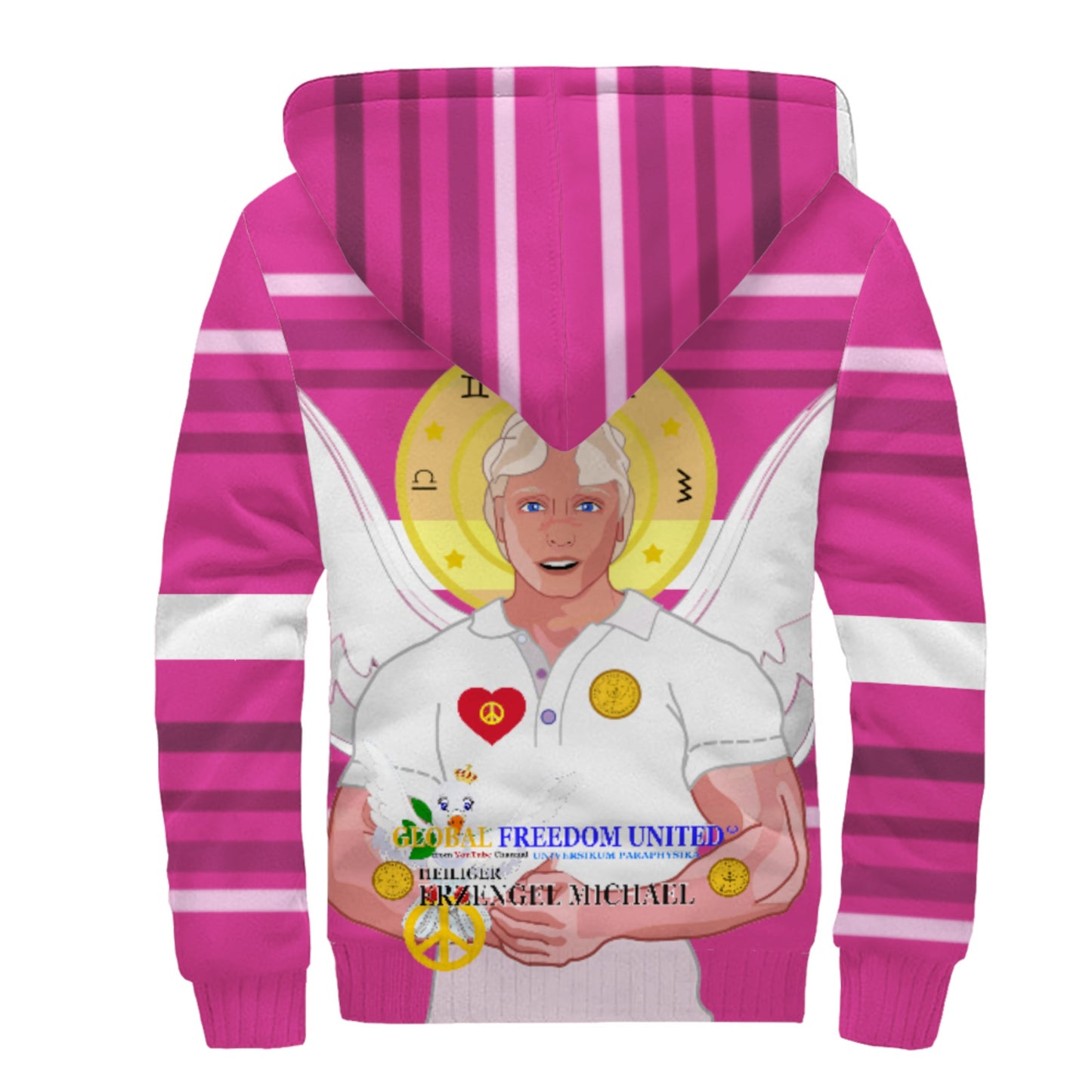 Plush Hoodie Global Freedom United Women Archangel Michael German Pink 1