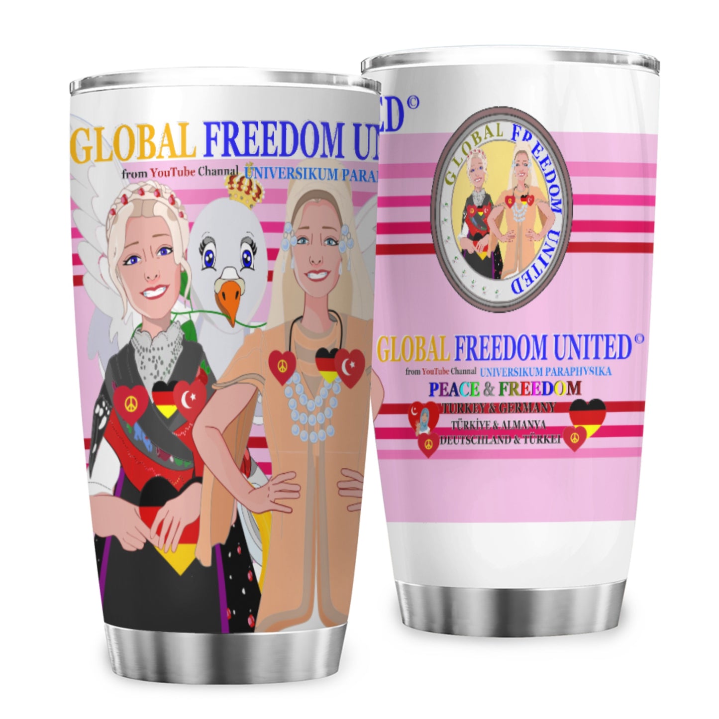 Tumbler Global Freedom United Women Germany & Turkey Old Peace Light Pink2