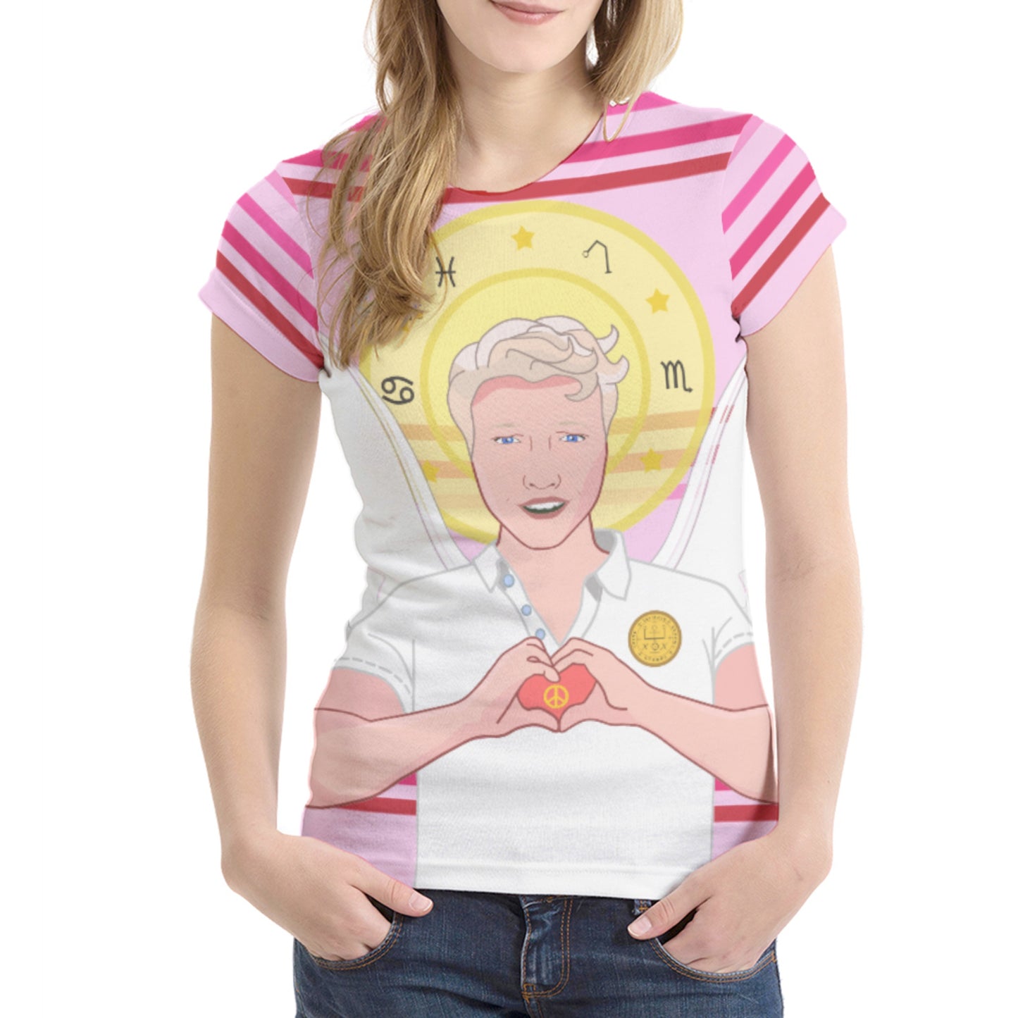 Women´s T-shirt Global Freedom United Archangel Raphael German Pink2