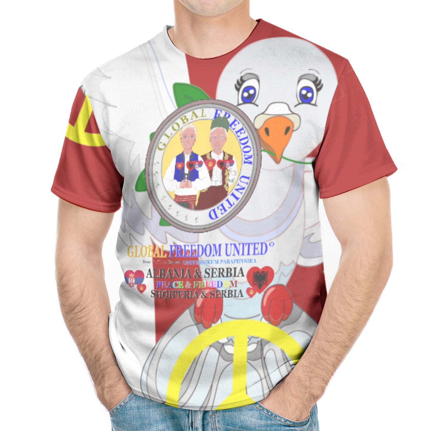 Men´s T-shirt GLOBAL FREEDOM UNITED© Men Albania & Serbia Red