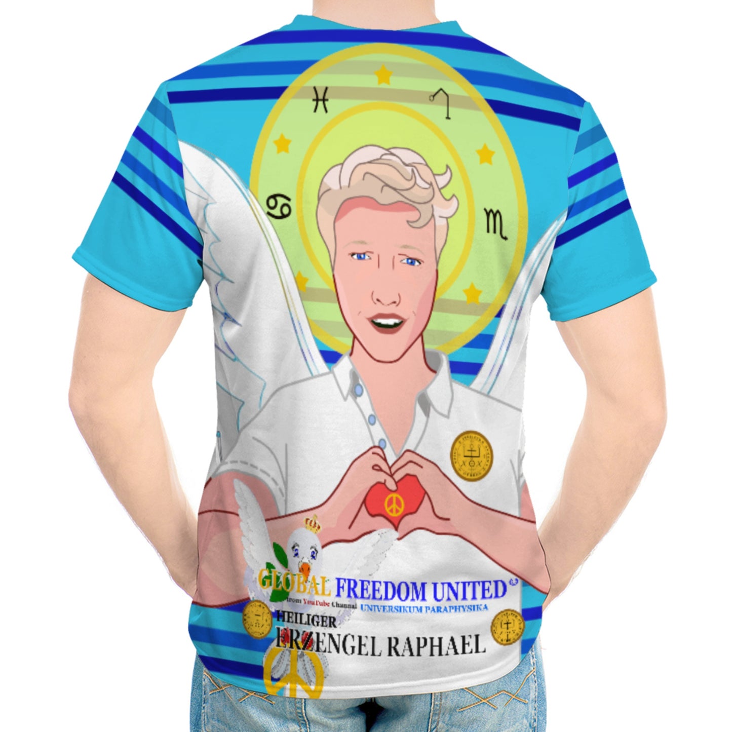 Men´s T-shirt Global Freedom United Archangel Raphael German Blue