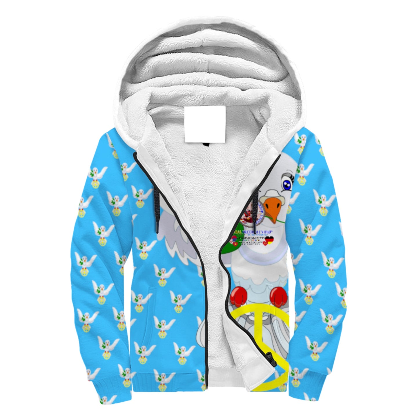 Plush Hoodie  GLOBAL FREEDOM UNITED© Women Serbia & Germany V1 Blue