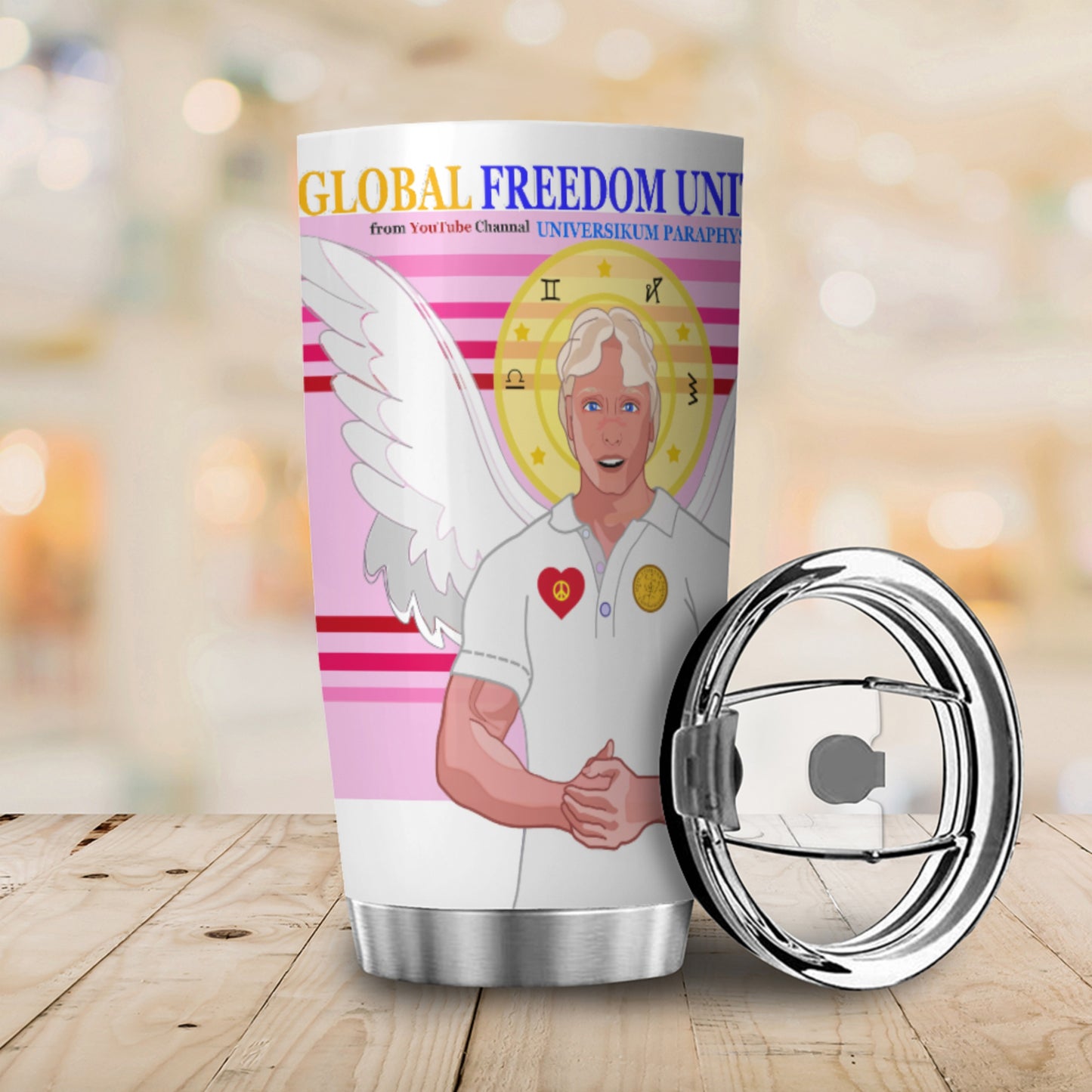 Tumbler Global Freedom United Archangel Michael Hebrew  Pink2