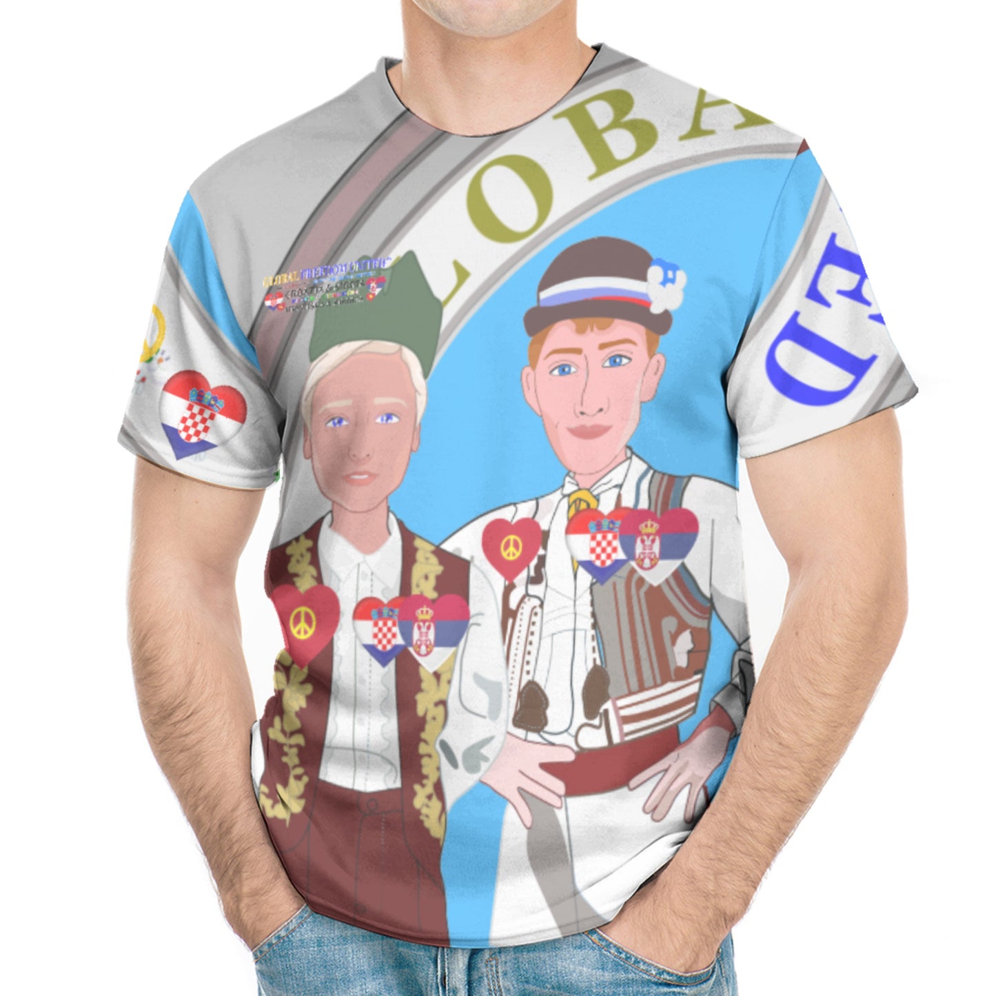 Men´s T-shirt GLOBAL FREEDOM UNITED© Men Croatia & Serbia Grey