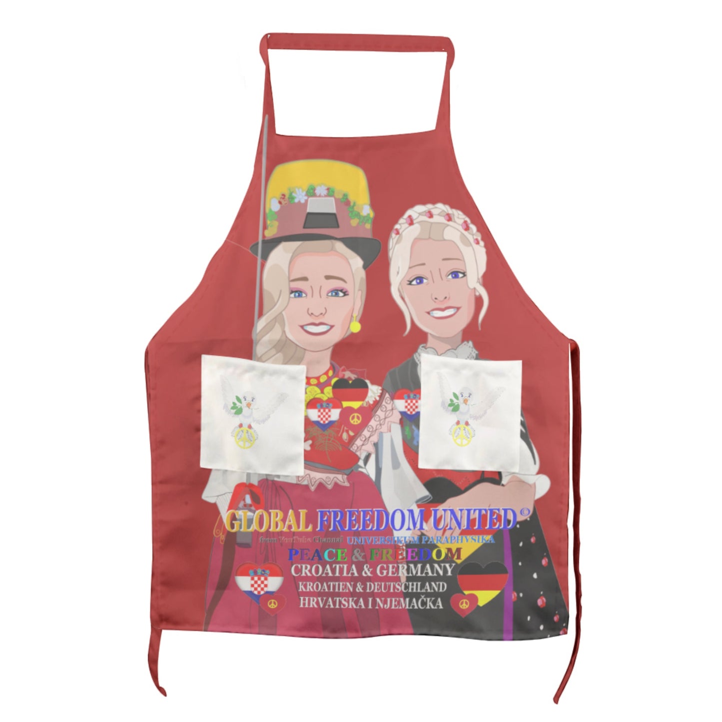 Apron GLOBAL FREEDOM UNITED© Women Croatia & Germany Red