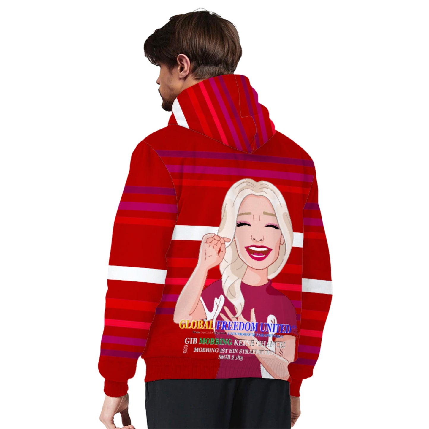 Plush Hoodie Global Freedom United  Gib Mobiing Keine Chance  Roth