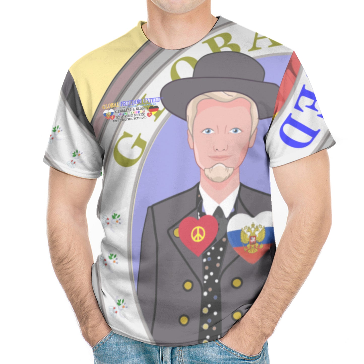 Men´s T-shirt GLOBAL FREEDOM UNITED© Men Russia & Germany V2 Yellow