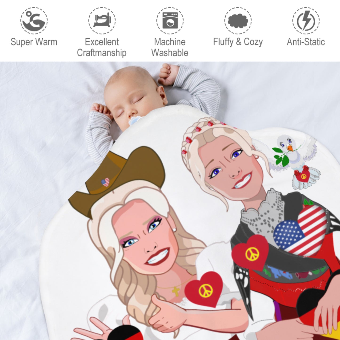 Blankets For Kits Global Freedom United Girls Usa & Germany Old Peace