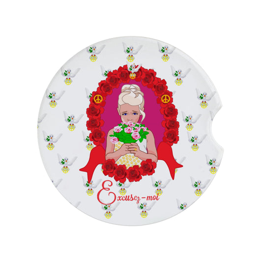 Ceramic Car CoasterGLOBAL FREEDOM UNITED© Une fille dit désoié Excusez-moi