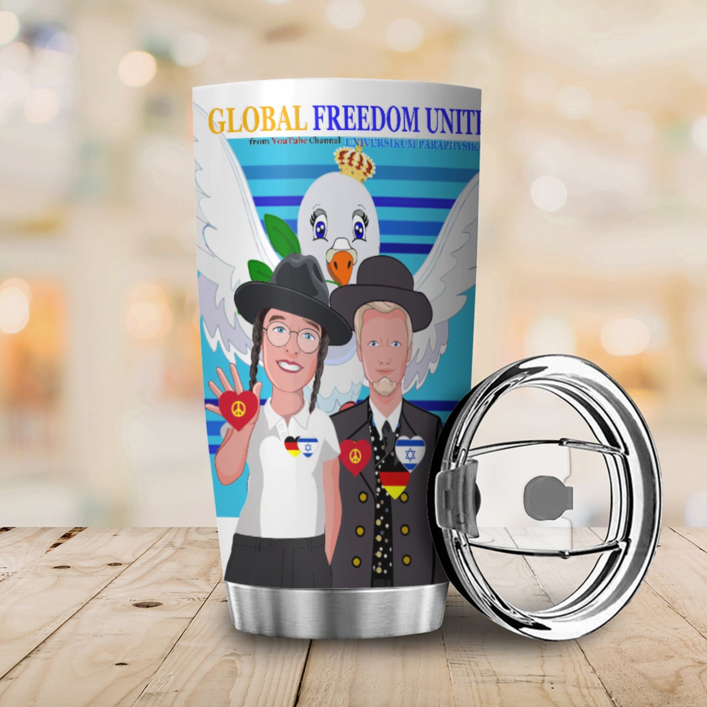 Tumbler GLOBAL FREEDOM UNITED© Men Israel & Germany Blue