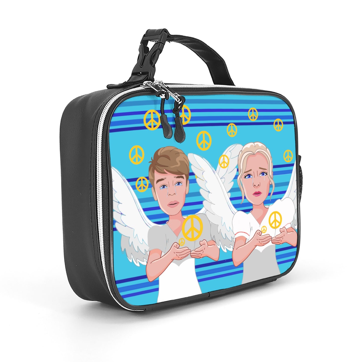 Leather Meal Bag GLOBAL FREEDOM UNITED© Angel Of Peace Blue