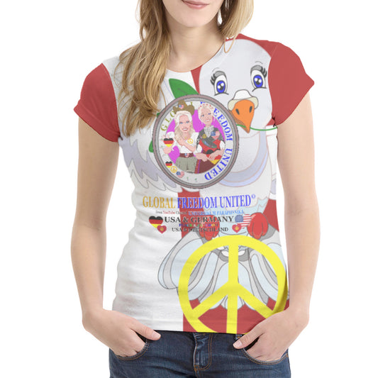 Women´s T-Shirt 1 GLOBAL FREEDOM UNITED© Women USA & Germany Red