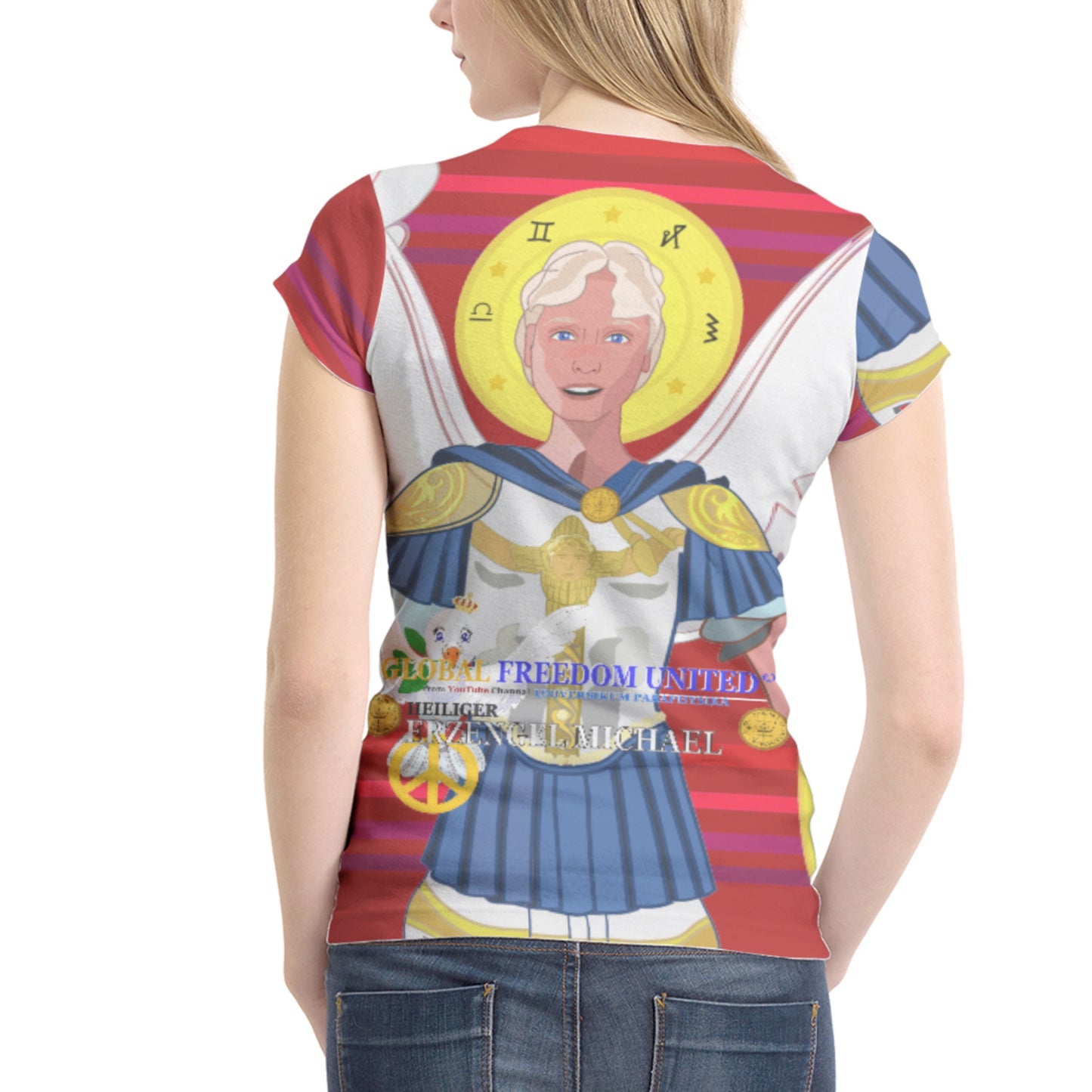 Women´s T-shirt 1 Global Freedom United Archangel Michael Red
