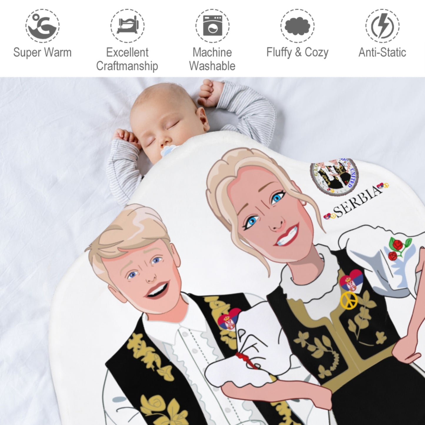Blanket For Kids Global Freedom United Couple Edition Serbia Black