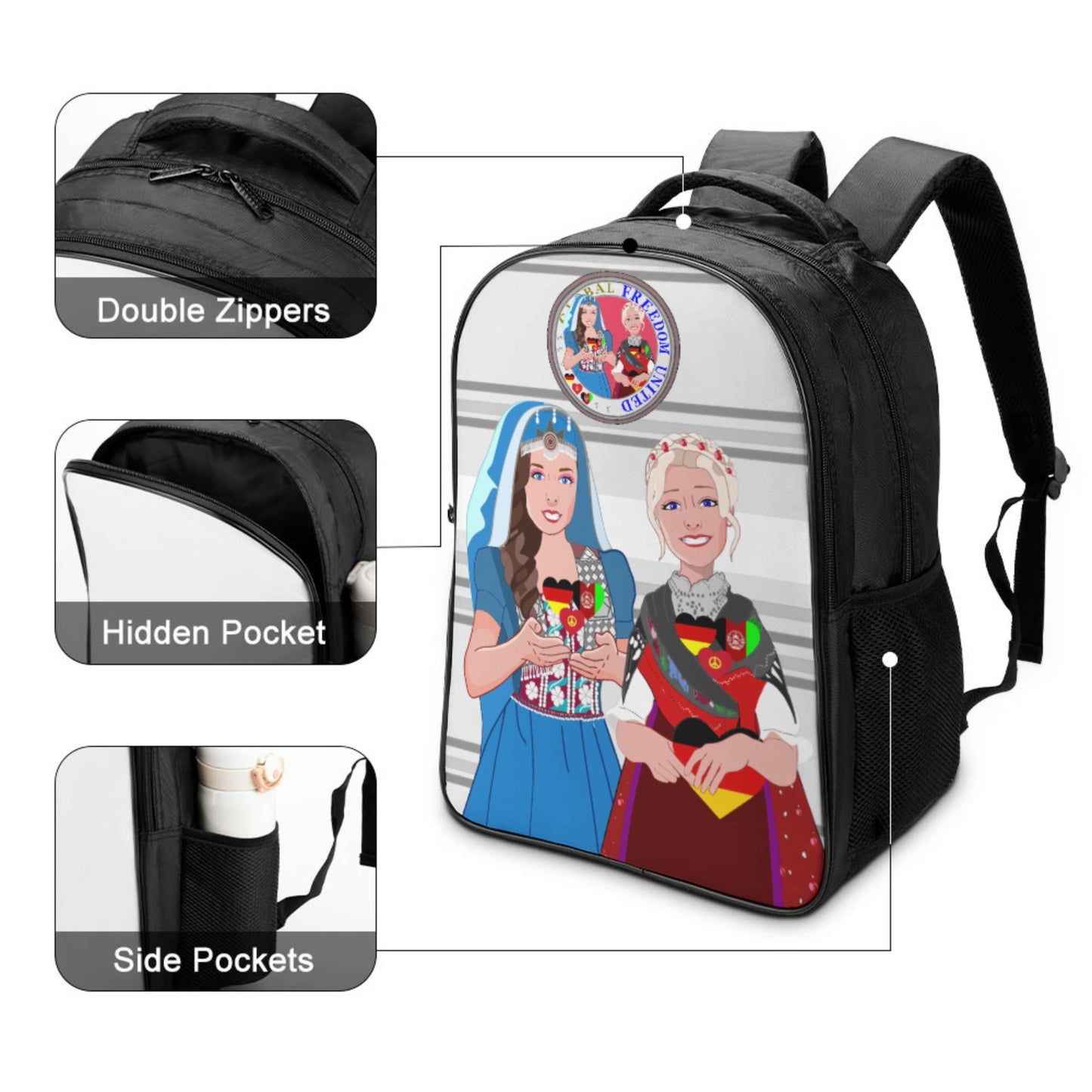 Bag Back GLOBAL FREEDOM UNITED© Women AFGHANISTAN & GERMANY Grey