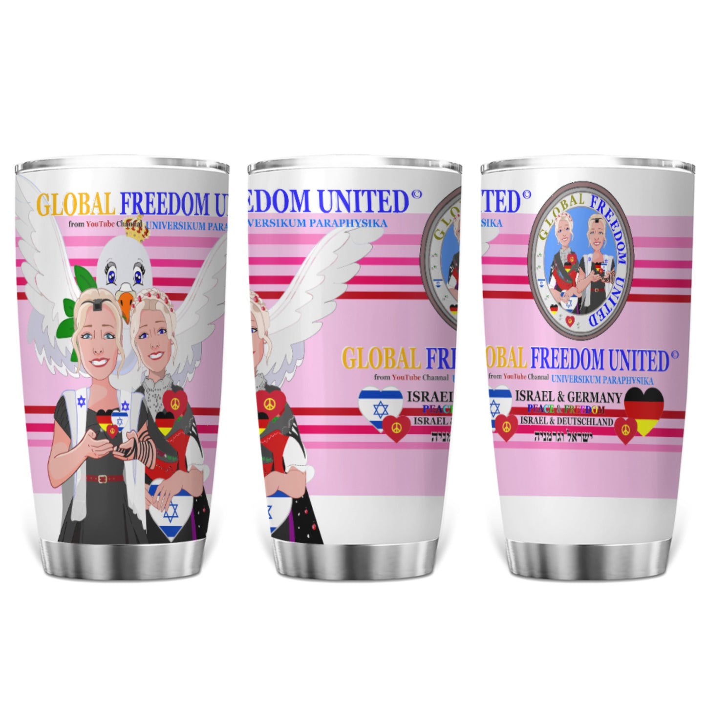 Tumbler GLOBAL FREEDOM UNITED© Women Israel & Germany Pink