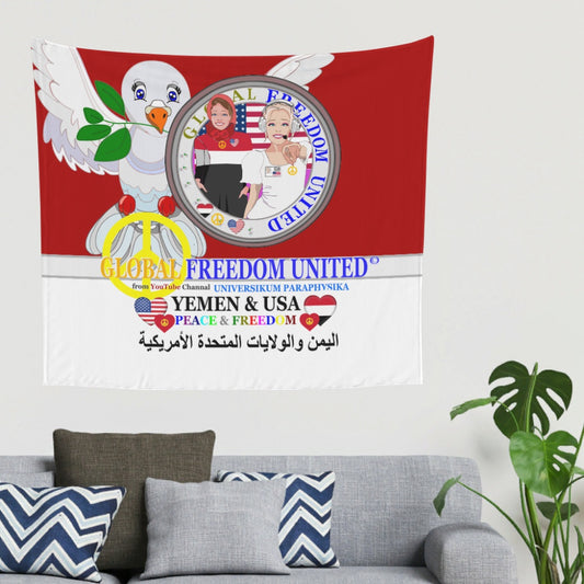 Tapestry Global Freedom United Women Yemen & Usa Old Peace Red