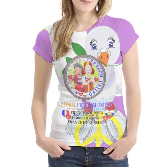Women´s T-shirt 1 GLOBAL FREEDOM UNITED© Women French & Russia Lilac