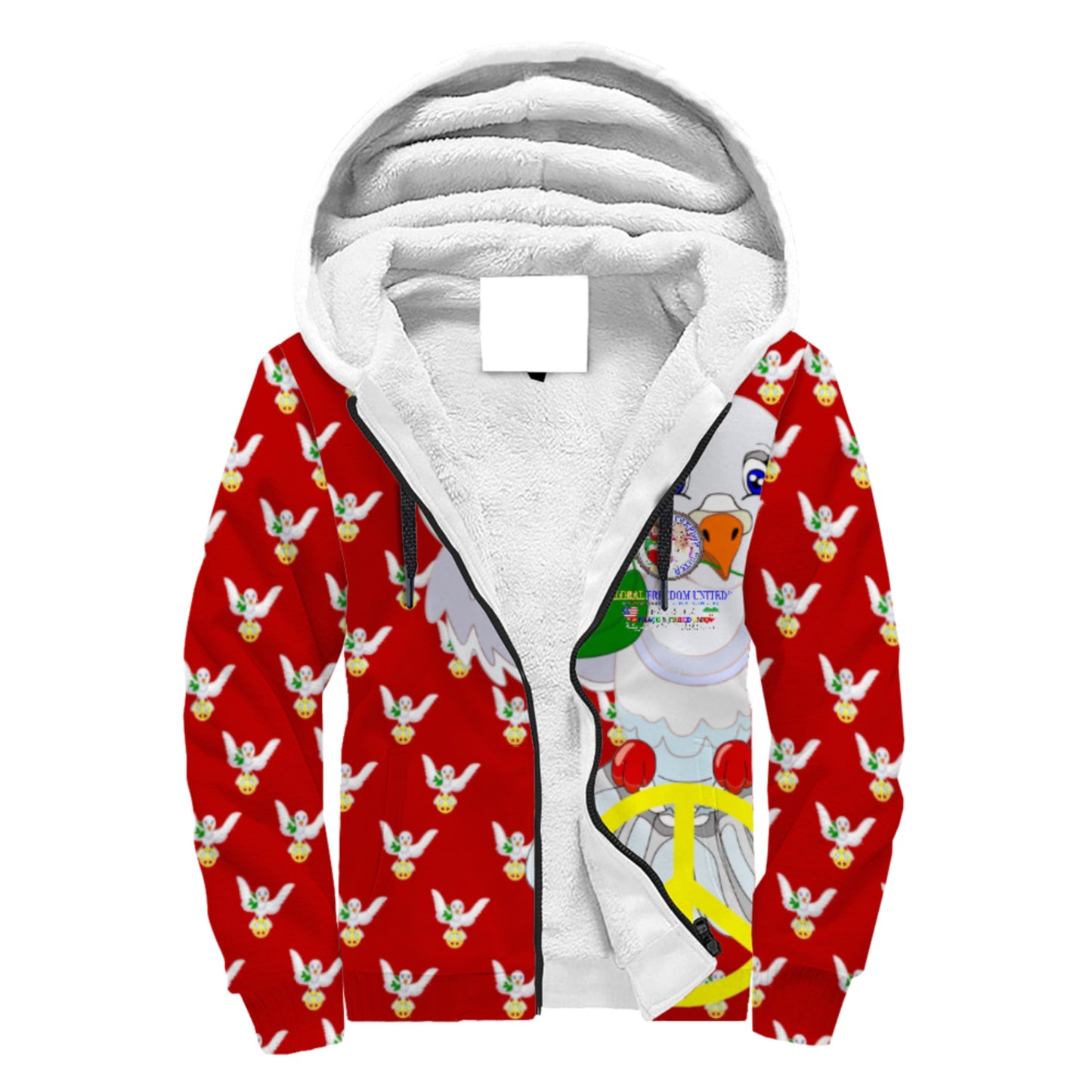 Plush Hoodie GLOBAL FREEDOM UNITED© Women Iran & USA Red