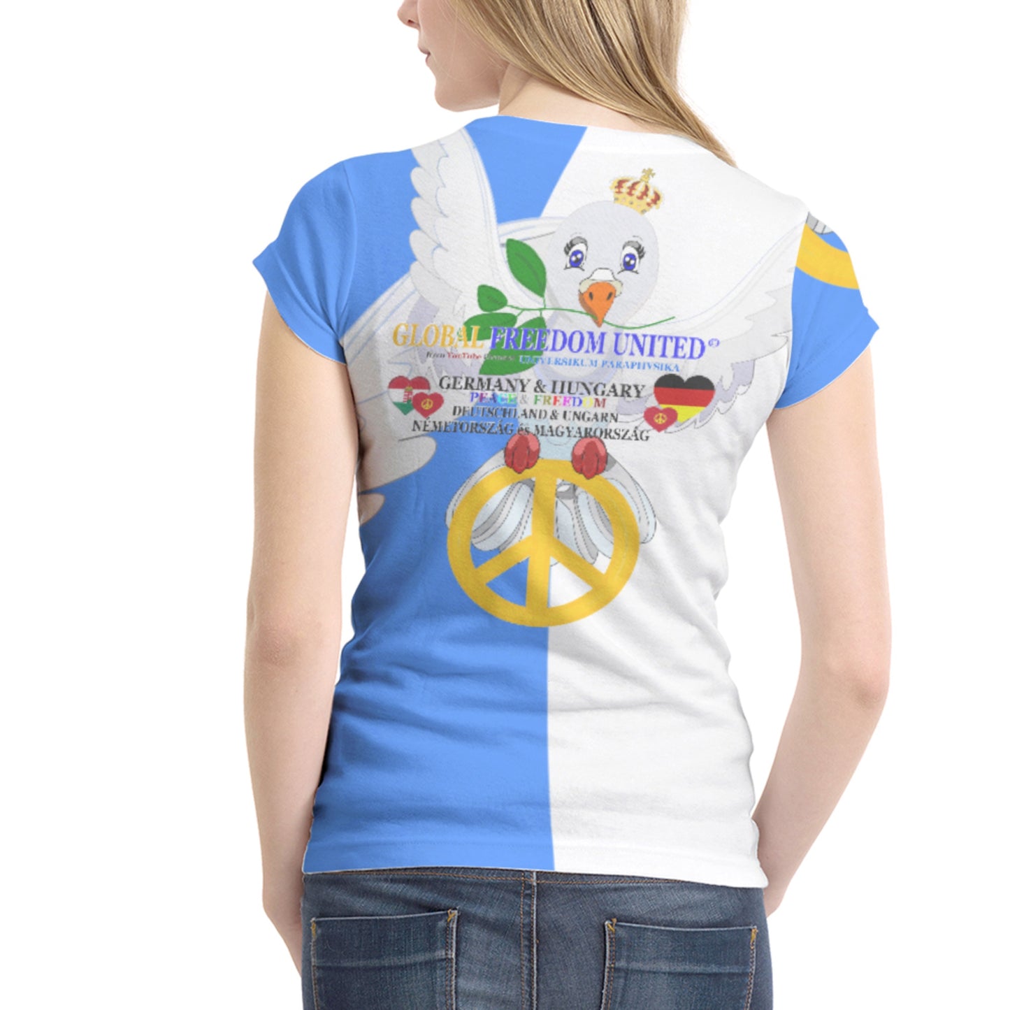 Women´s T-shirt 1 GLOBAL FREEDOM UNITED© Women Germany & Hungary Blue