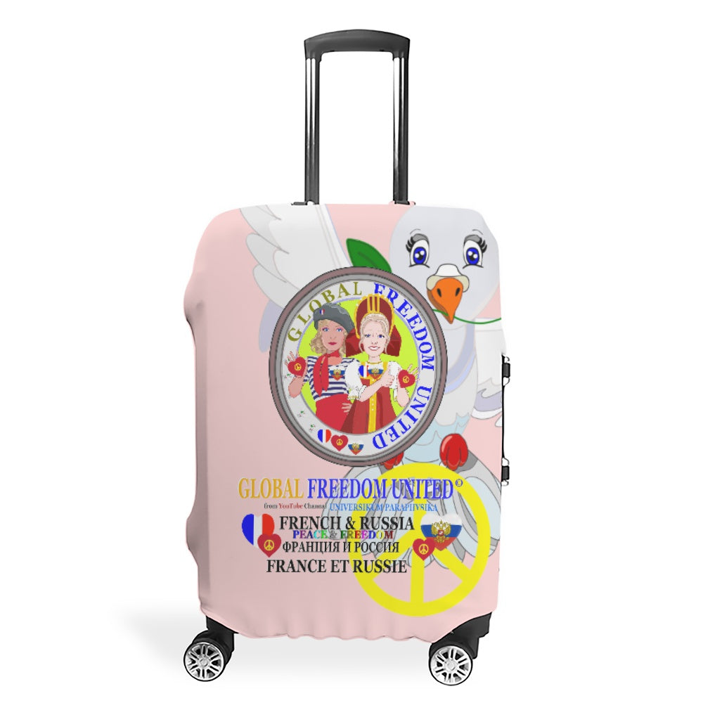 Luggage Cover Global Freedom United Women French & Russia Old Peace Pink