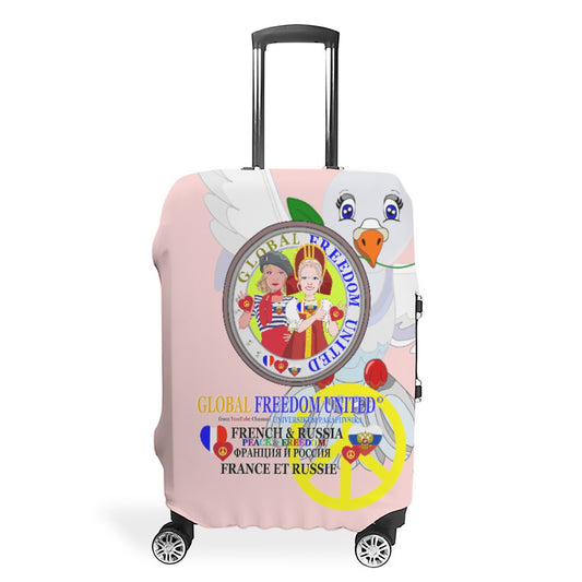 Luggage Cover Global Freedom United Women French & Russia Old Peace Pink