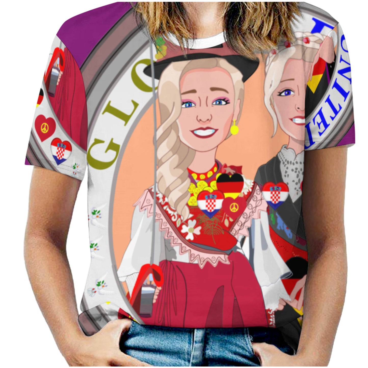 Women´s T-shirt GLOBAL FREEDOM UNITED© Women Croatia & Germany V2 2 Lilac