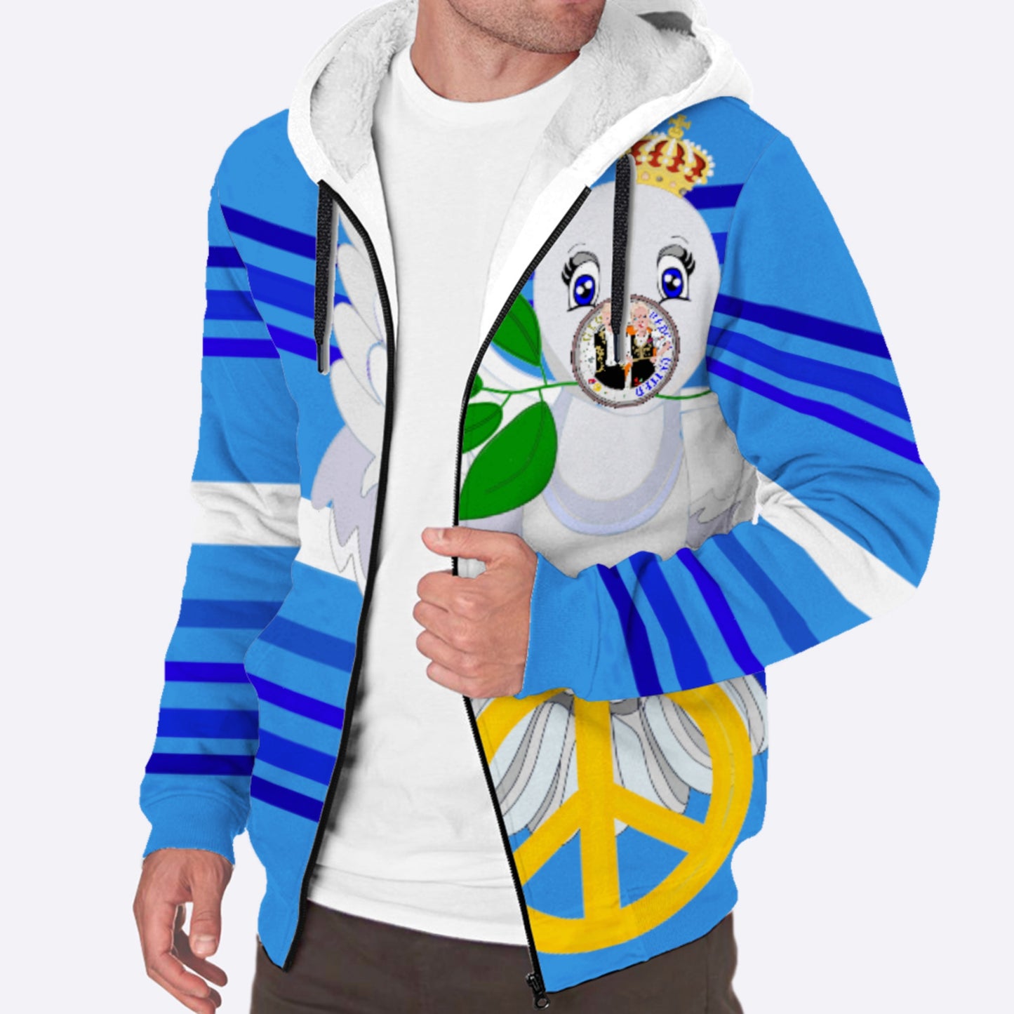 Plush Hoodie 1 Global Freedom United Couple Edition Serbia  Deep Blue