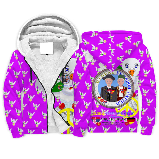 Plush Hoodie GLOBAL FREEDOM UNITED© Men Serbia & Germany V1  Lilac