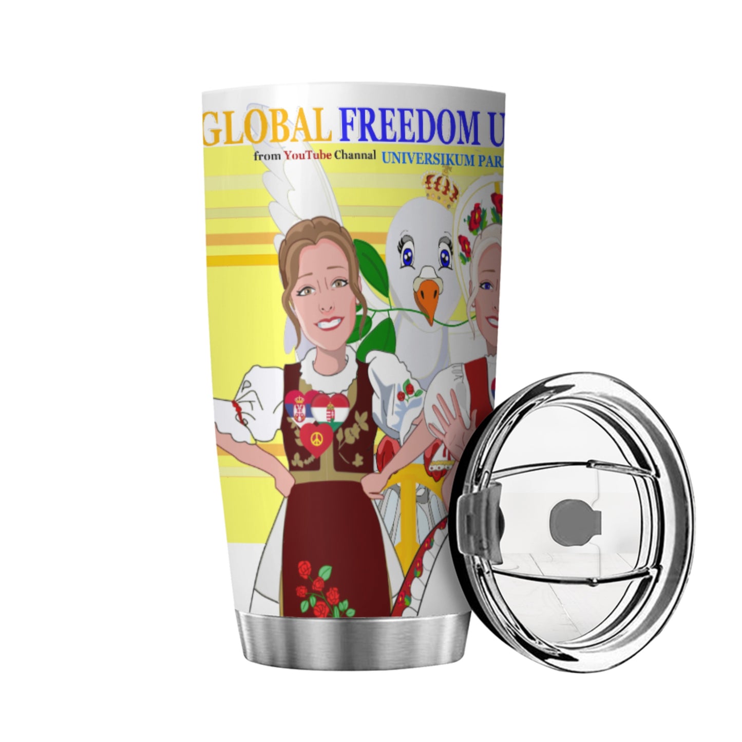 Tumbler GLOBAL FREEDOM UNITED© Women Hungary & Serbia Yellow