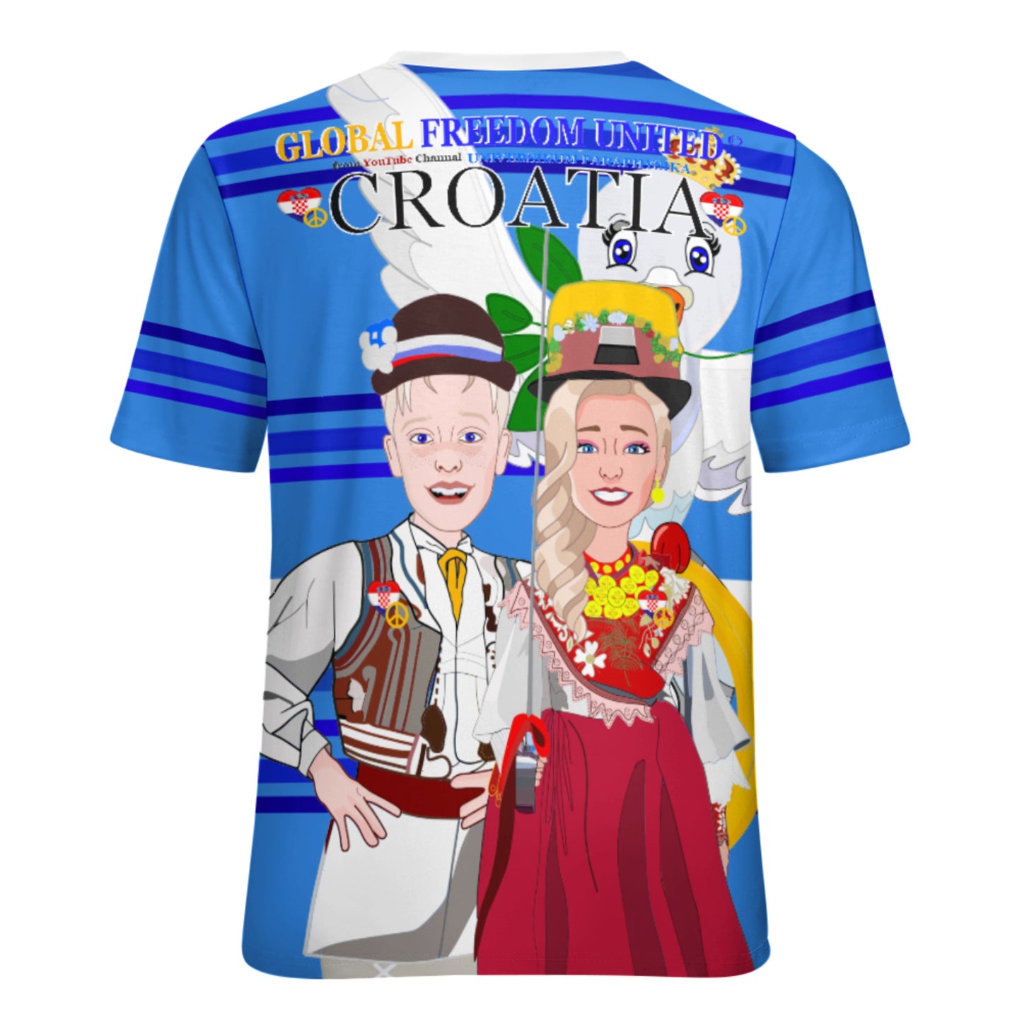 Women´s T-shirt 1 Global Freedom United Couple Edition Croatia  Deep Blue