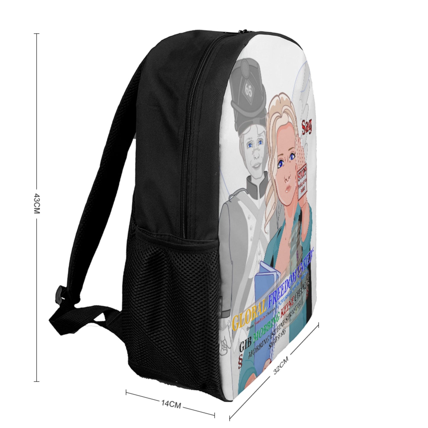 Anti Mobbing 17 Inch Shoulder Backpack Global Freedom United Deutschland V1