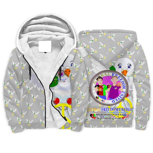 Plush Hoodie GLOBAL FREEDOM UNITED© Men AFGHANISTAN & USA Grey