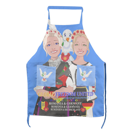 Apron GLOBAL FREEDOM UNITED© Women Romania & Germany Blue