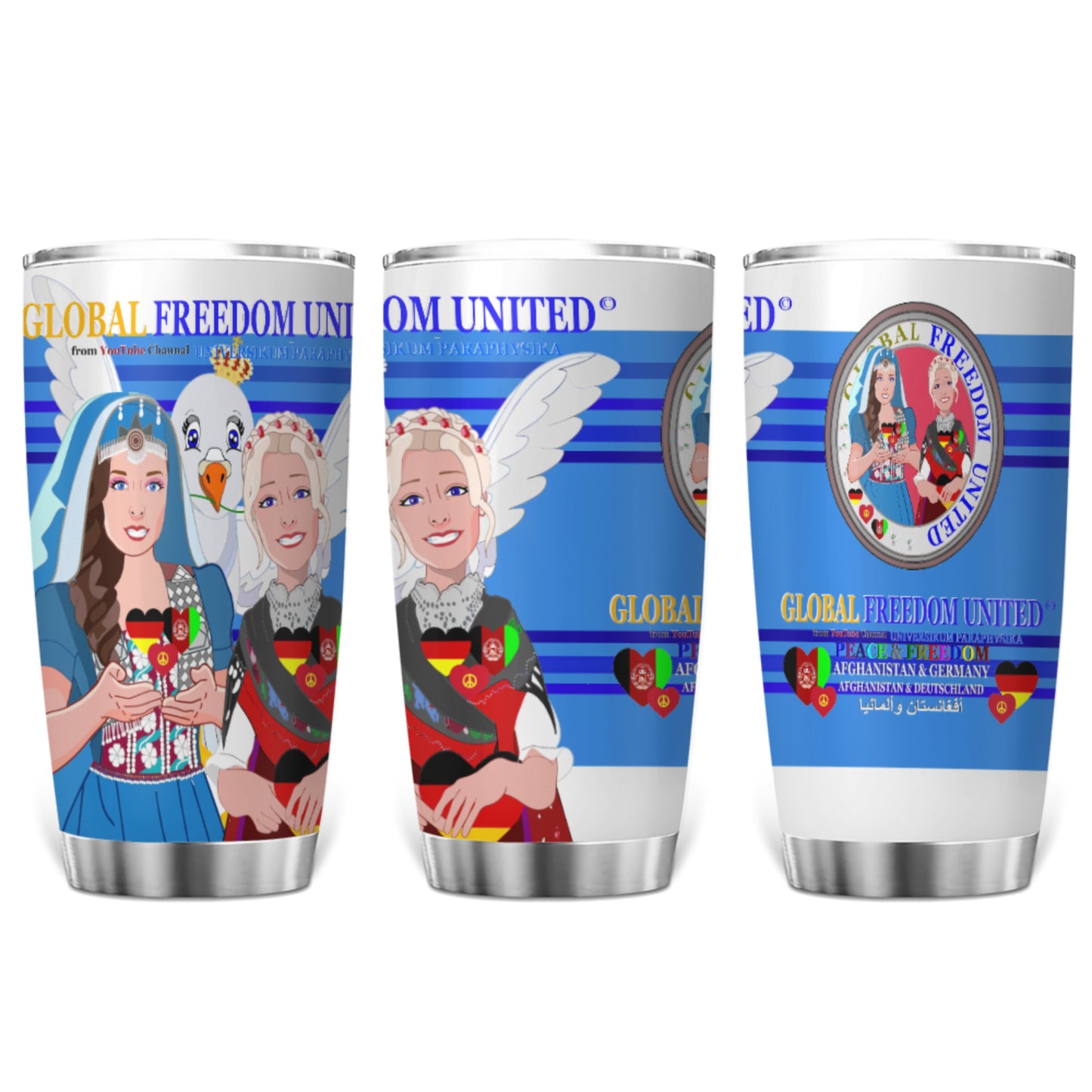 Tumbler Global Freedom United Women Afghanistan & Germany Old Peace Deep Blue