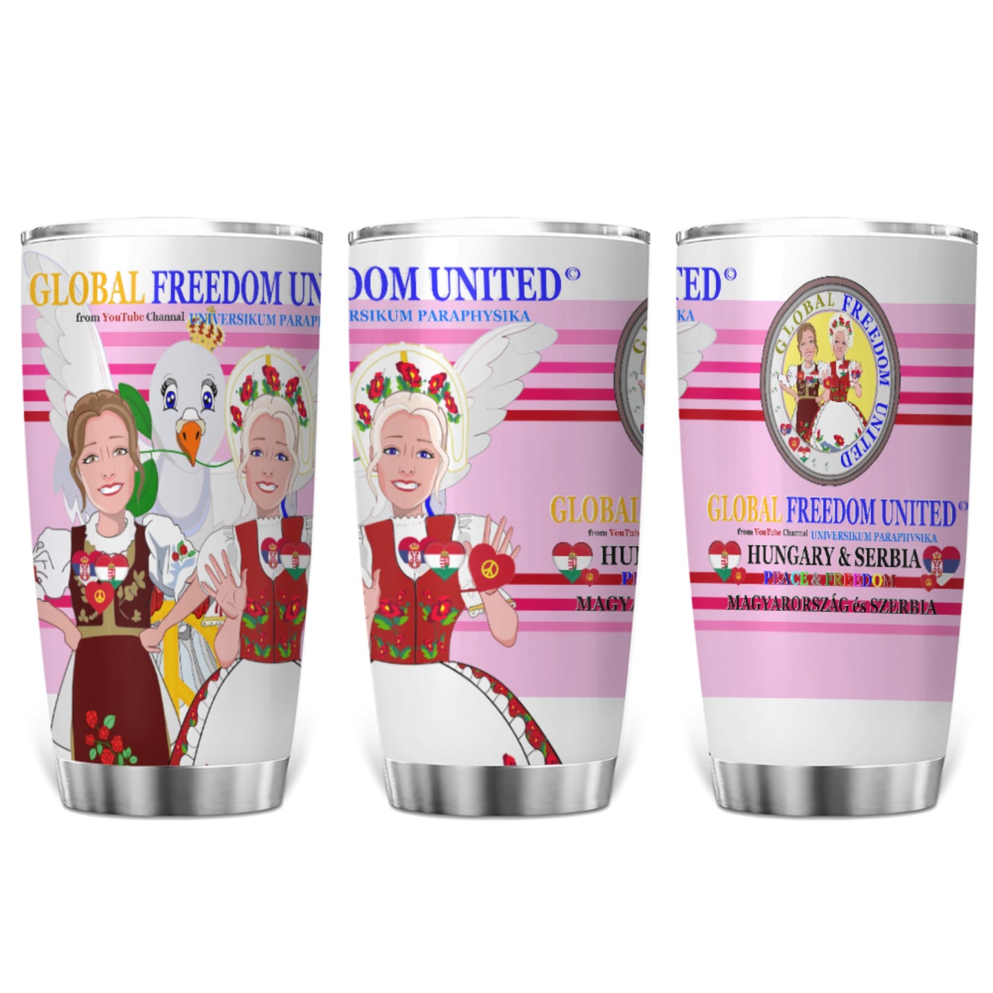 Tumbler GLOBAL FREEDOM UNITED© Women Hungary & Serbia Pink2