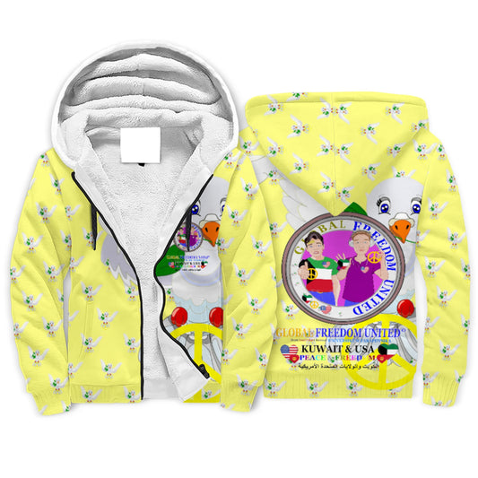 Plush Hoodie GLOBAL FREEDOM UNITED© Men Kuwait & USA Yellow