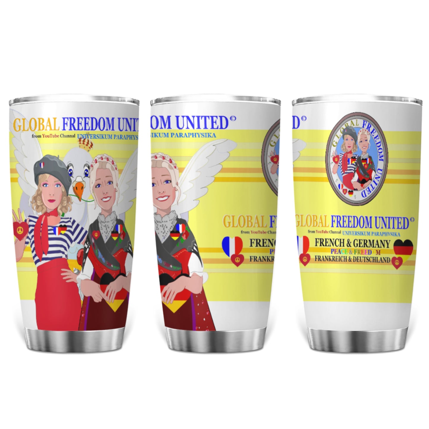 Tumbler Global Freedom United Women French & Germany Old Peace Yellow