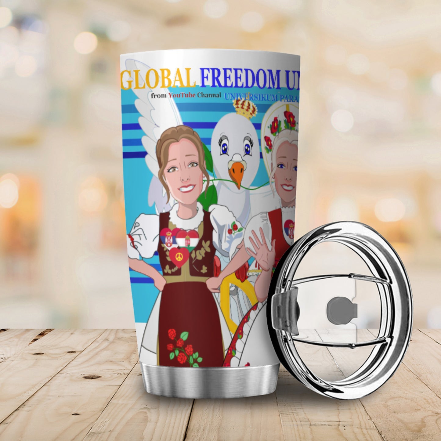 Tumbler GLOBAL FREEDOM UNITED© Women Hungary & Serbia Blue