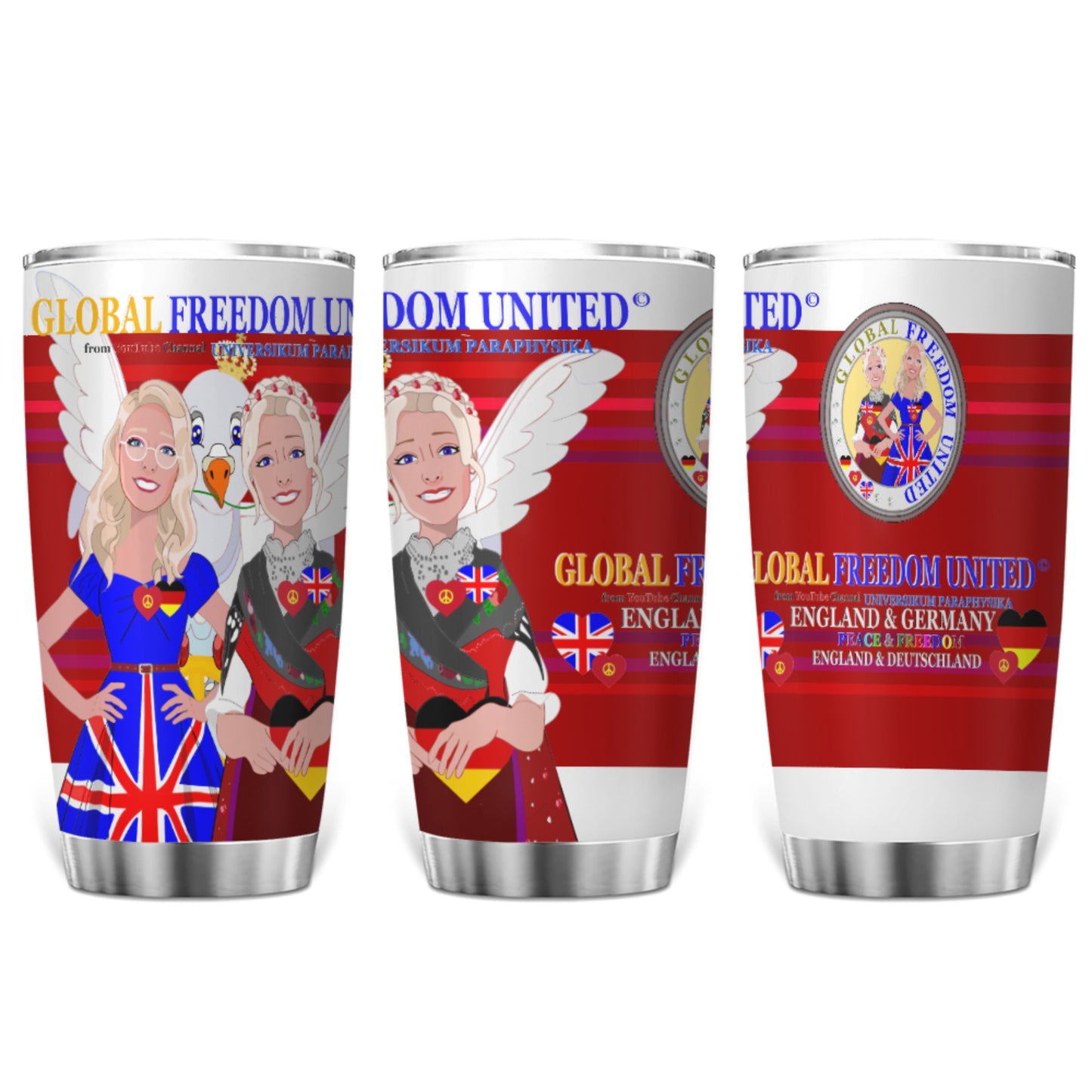 Tumbler Global Freedom United Women England & Germany Old Peace Red