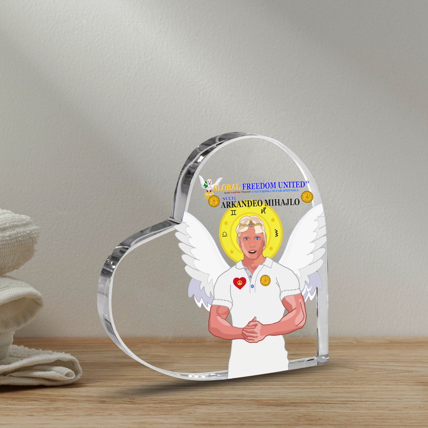 Acryl Heart Global Freedom United Archangel Michael Croatia V2