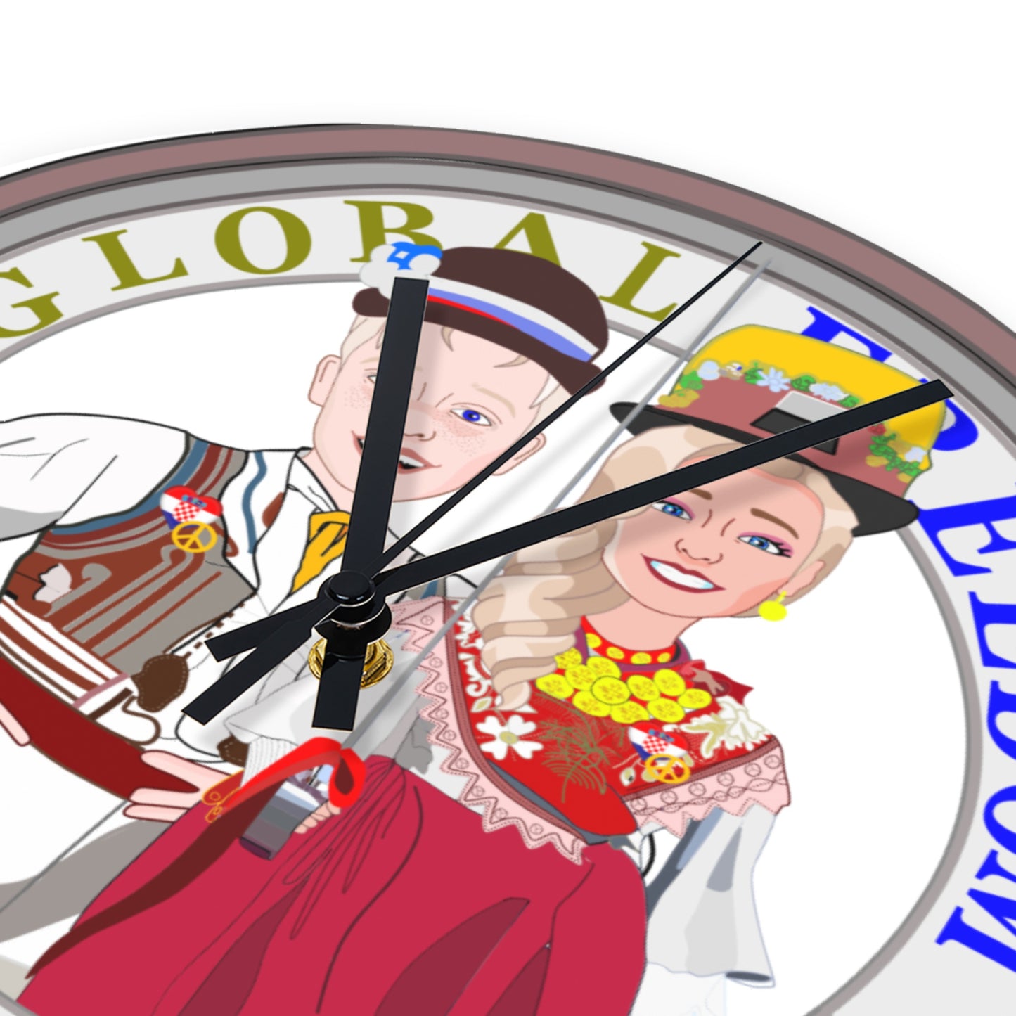 Wooden Wall Clock Without Scale Global Freedom United Couple Edition Croatia