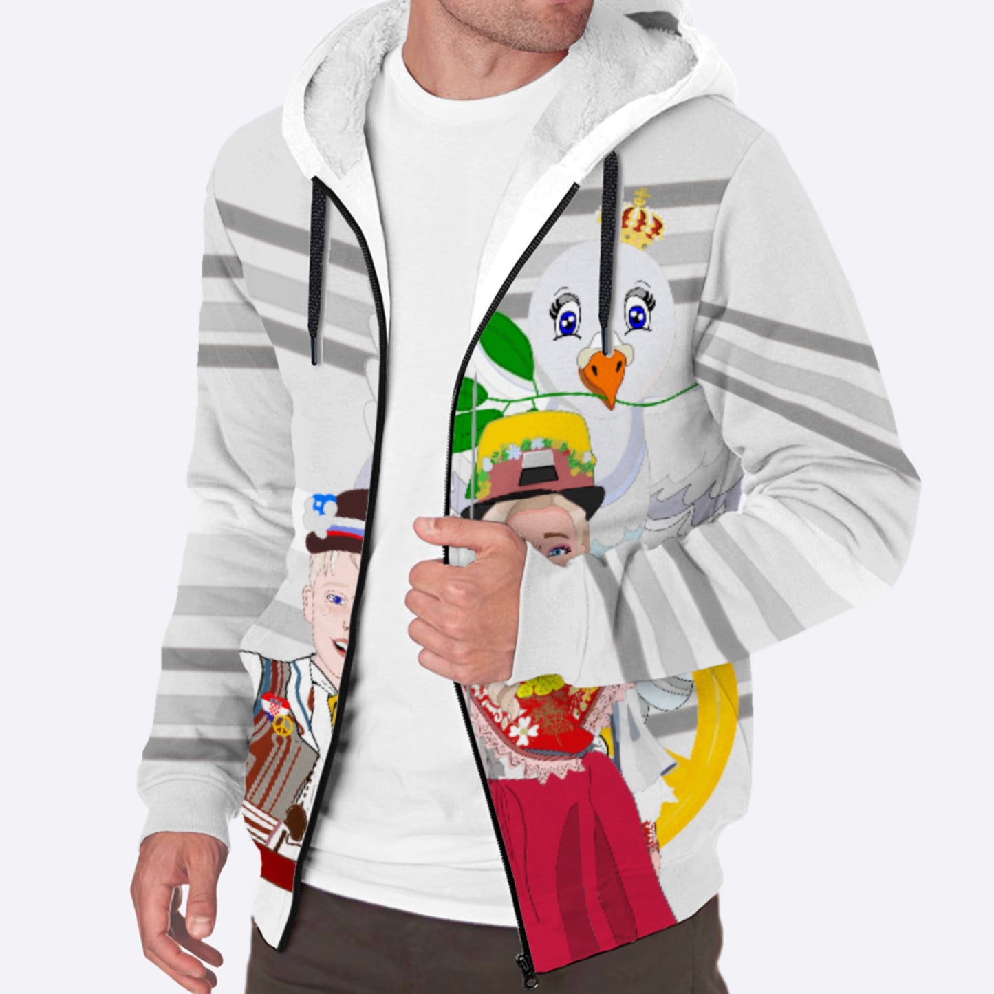 Plush Hoodie Global Freedom United Couple Edition Croatia Grey