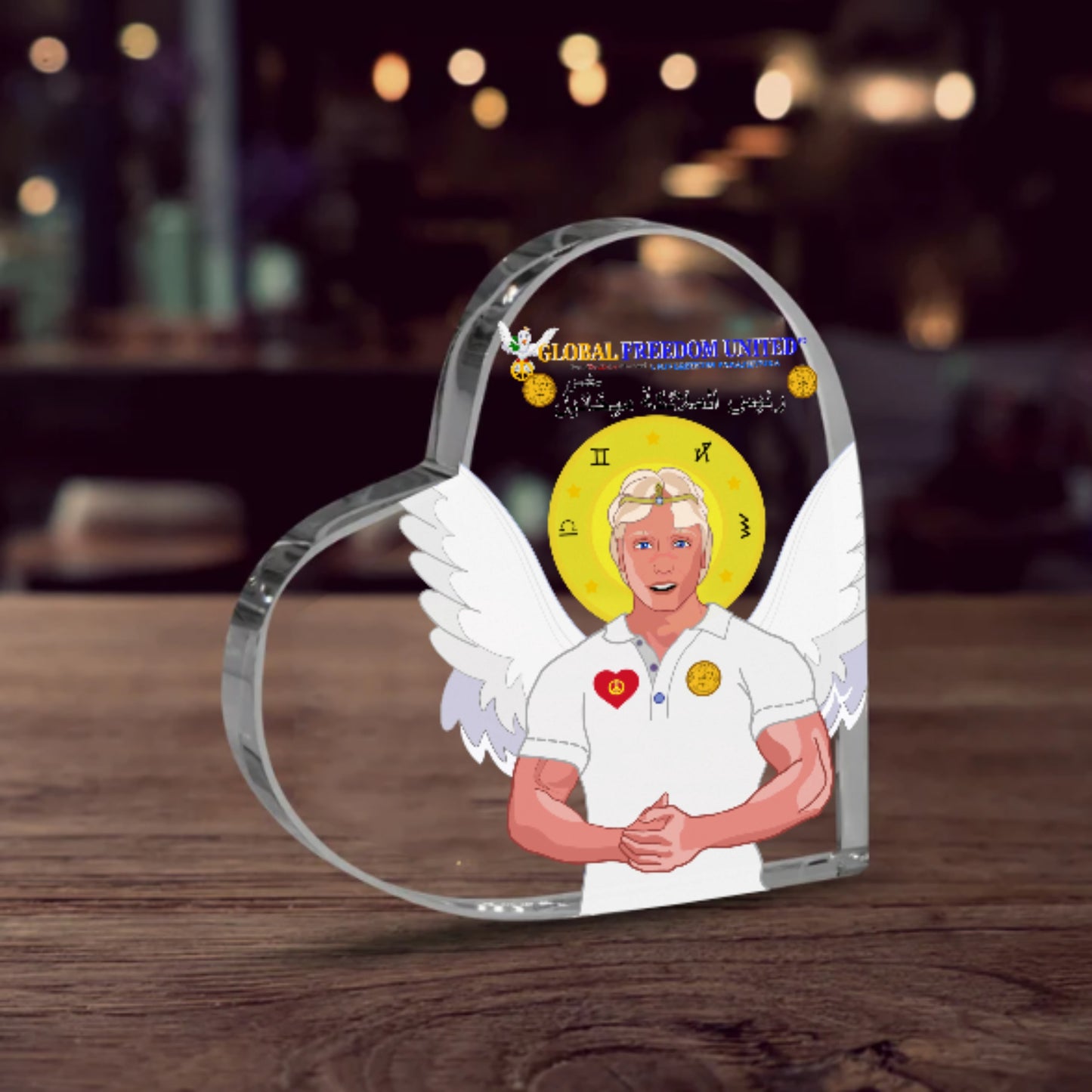 Acryl Heart Global Freedom United Archangel Michael Arabic V2