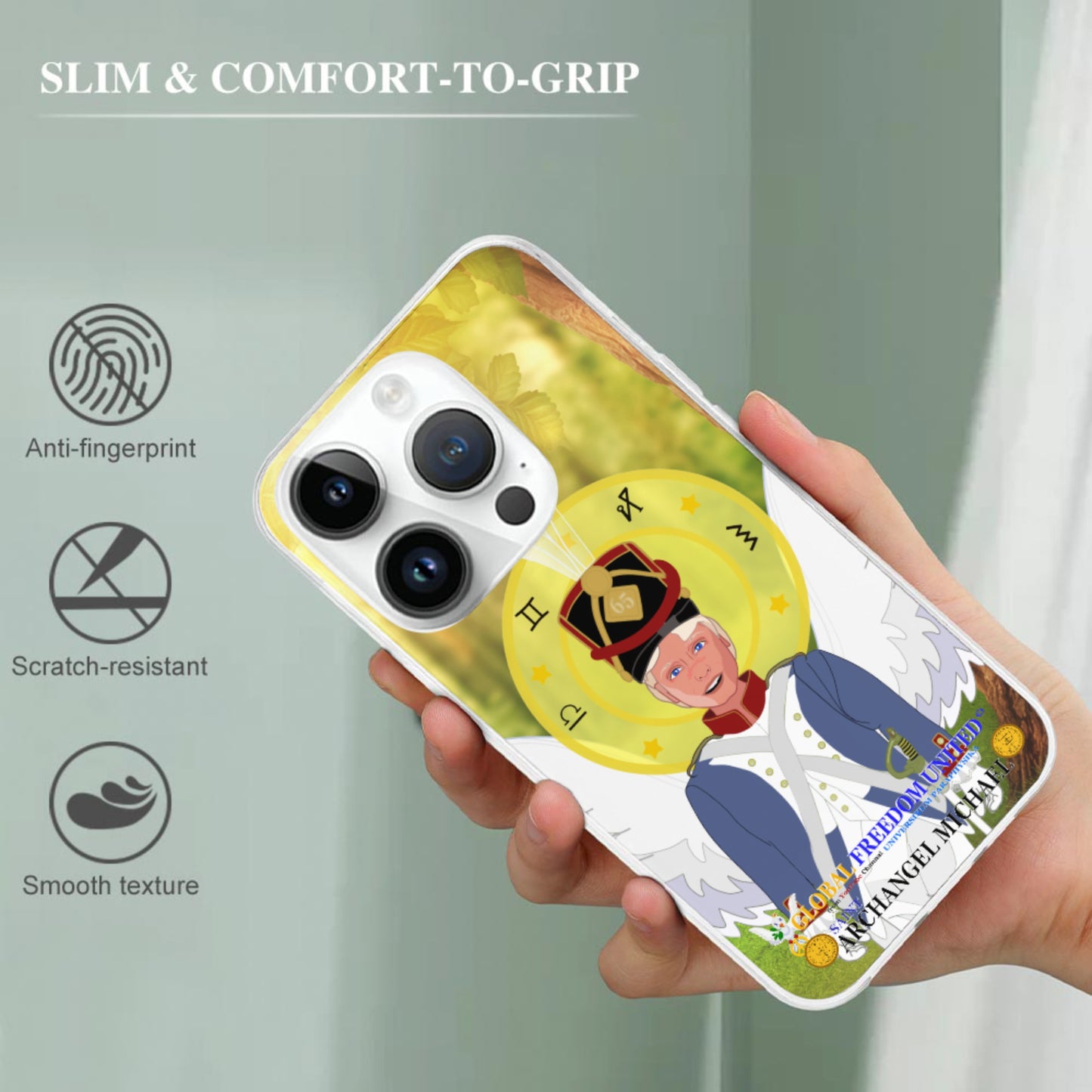 Phone Case Plush Hoodie GLOBAL FREEDOM UNITED© Archangel Michael English V2