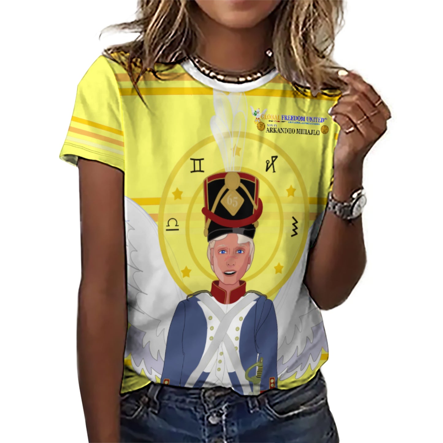 Women´s T-shirt Global Freedom United Archangel Michael Croatia V3 Yellow