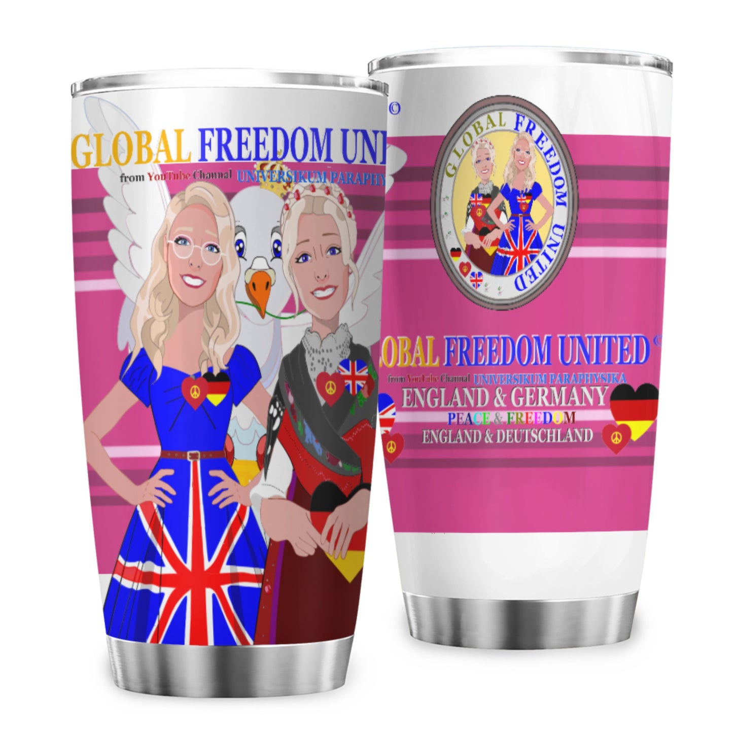 Tumbler Global Freedom United Women England & Germany Old Peace Pink1